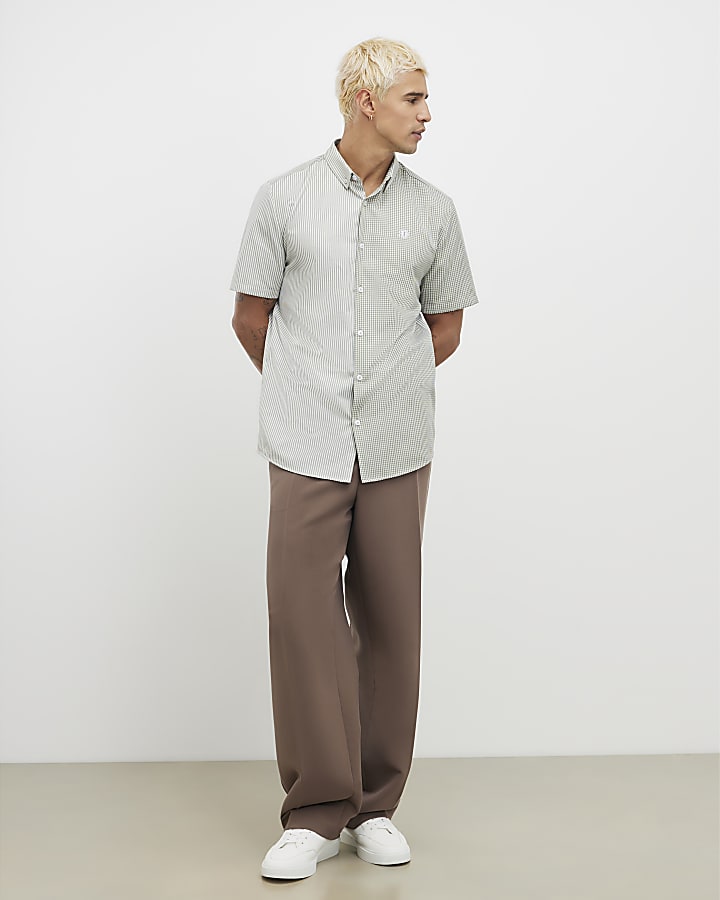 Green Slim Fit Spliced RR Shirt