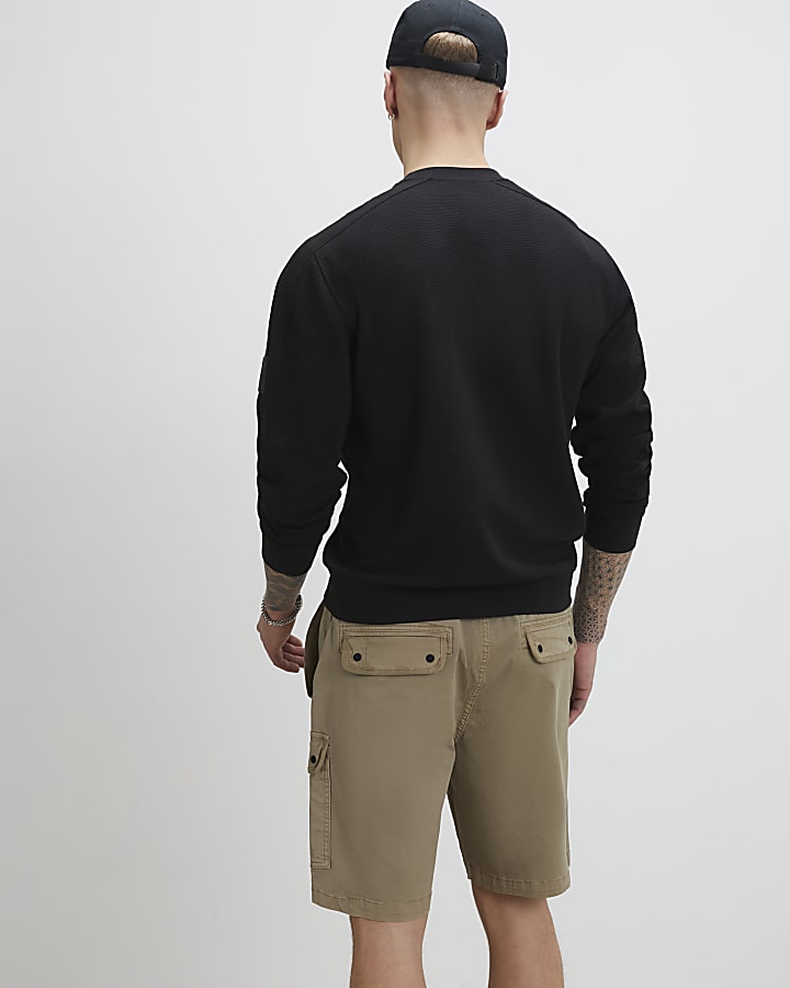 Beige Regular Fit Longer Length Cargo Shorts