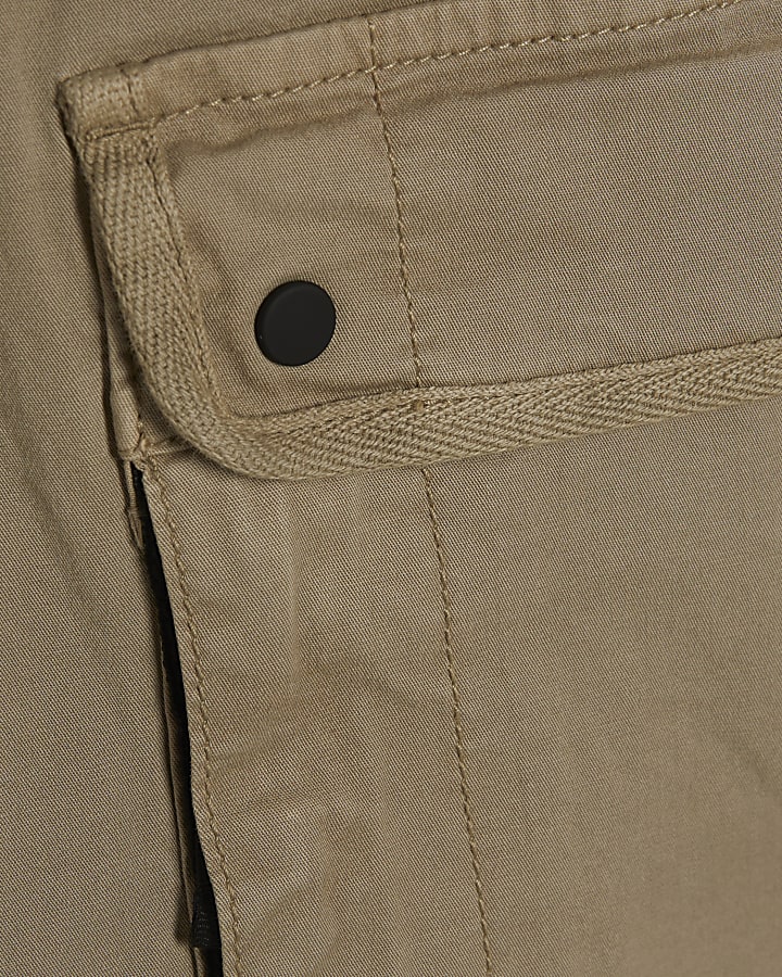 Beige Regular Fit Longer Length Cargo Shorts