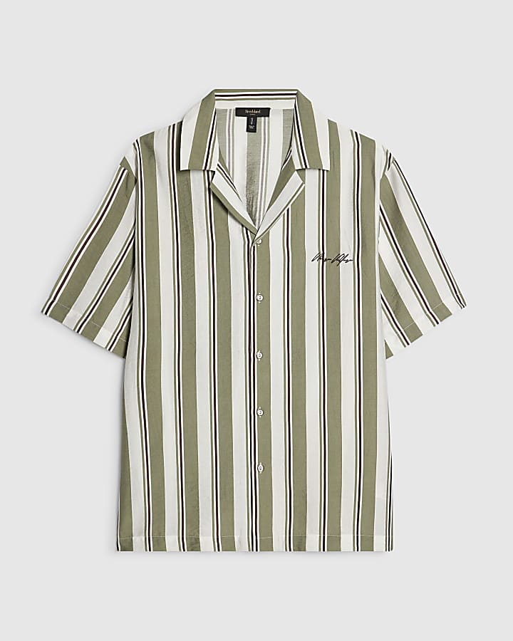 Green Regular Fit Striped Shirt