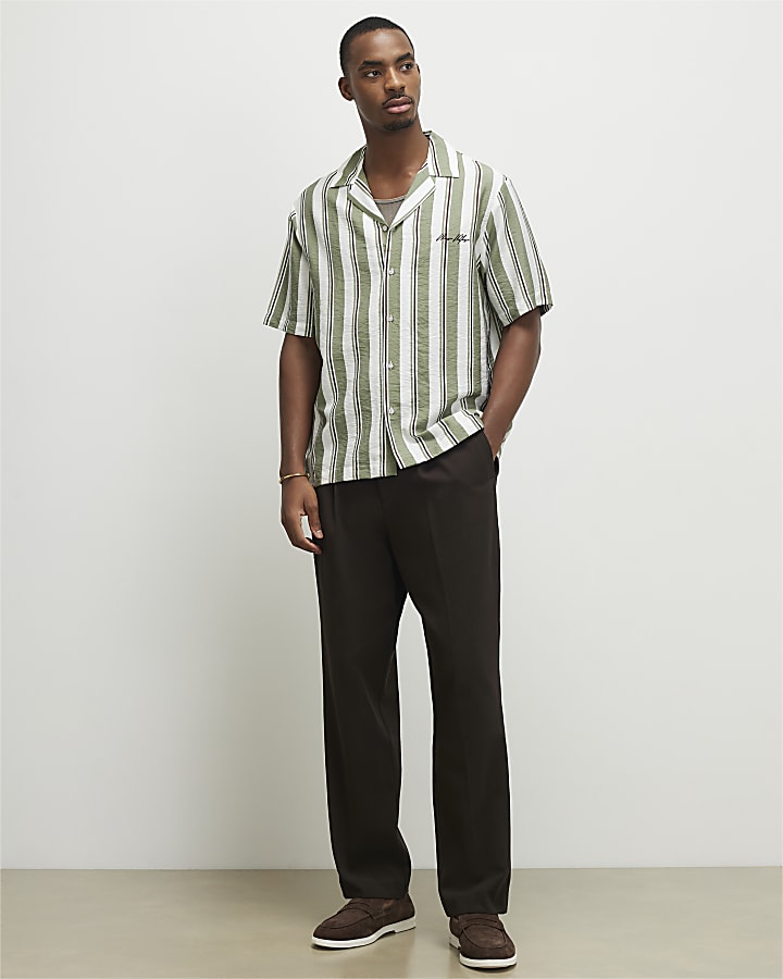 Green Regular Fit Striped Shirt