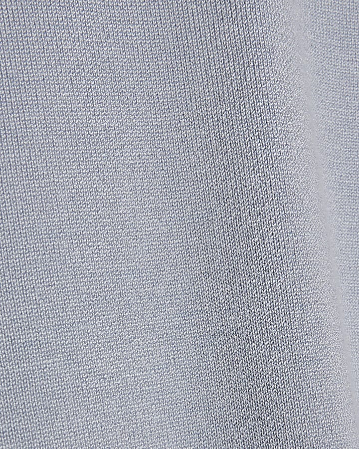 Blue Slim Fit Knitted T-Shirt