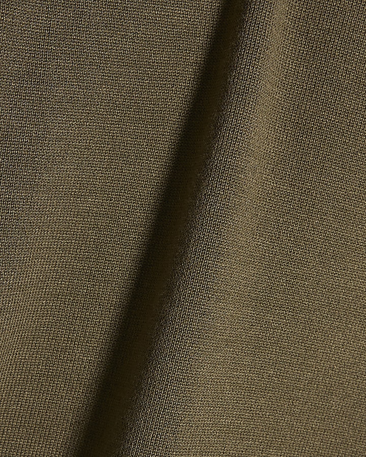 Khaki Slim Fit Knitted T-Shirt