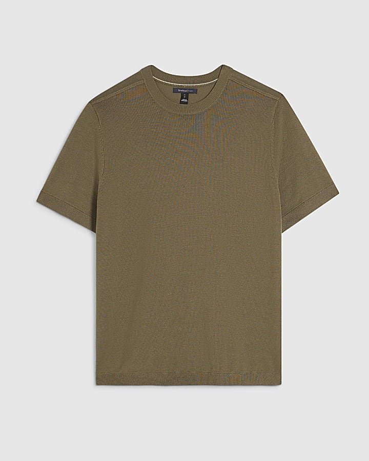 Khaki Slim Fit Knitted T-Shirt