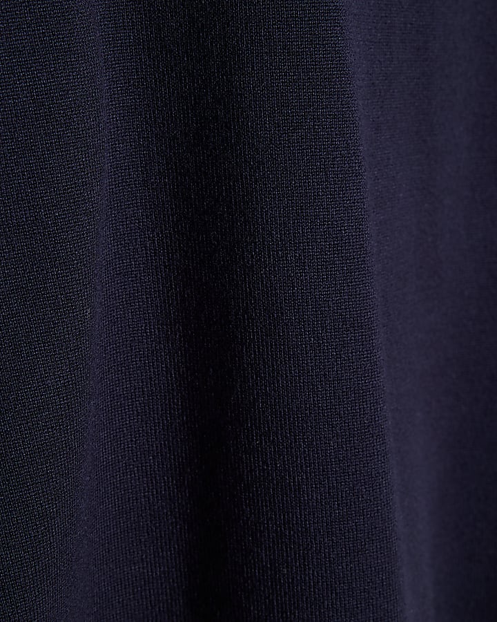 Navy Slim Fit Knitted T-Shirt