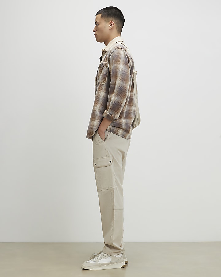 Cream Regular Fit Cargo Trousers