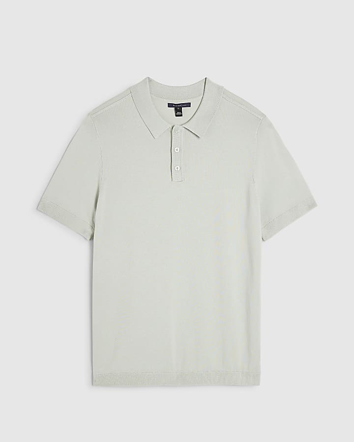 Green Slim Fit Knitted Polo Shirt