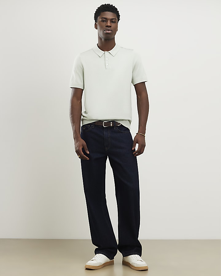 Green Slim Fit Knitted Polo Shirt