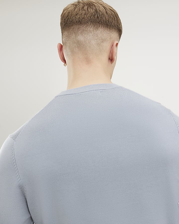 Blue Slim Fit Jumper