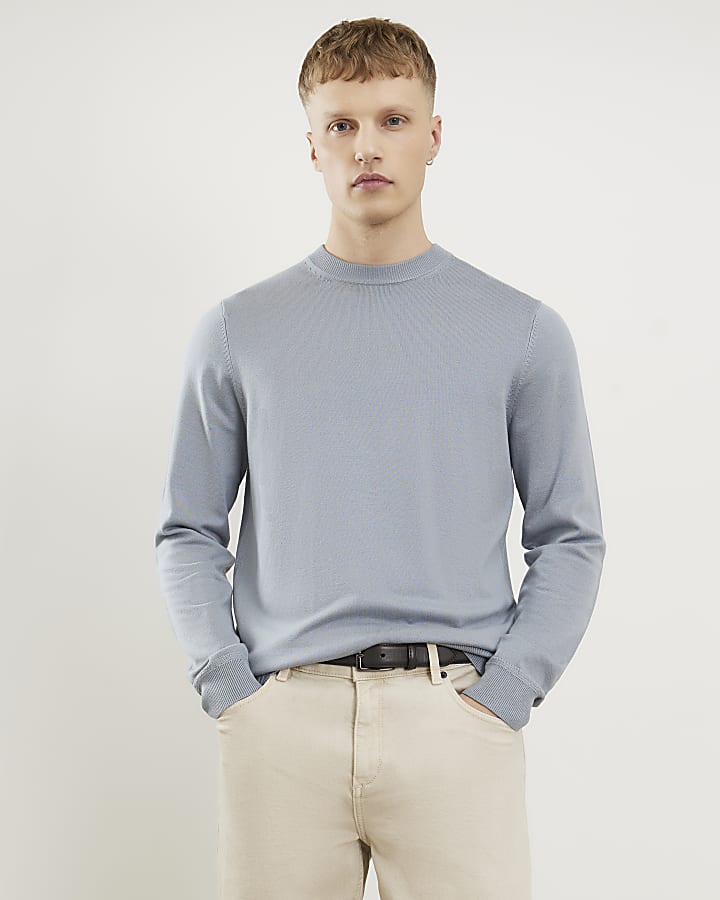 Blue Slim Fit Jumper