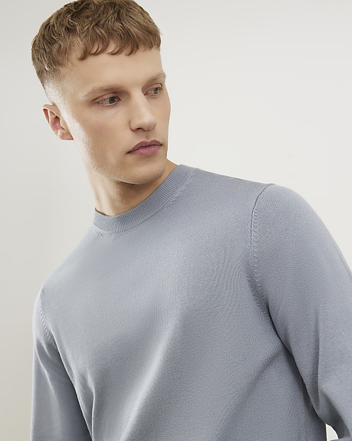 Blue Slim Fit Jumper