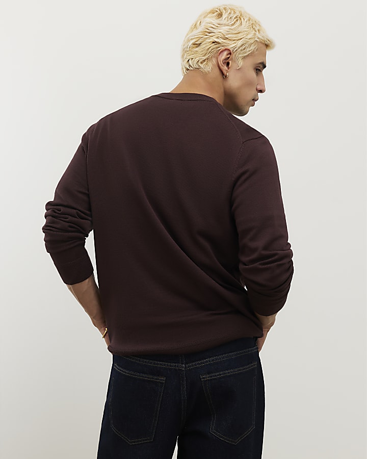 Brown Slim Fit Jumper
