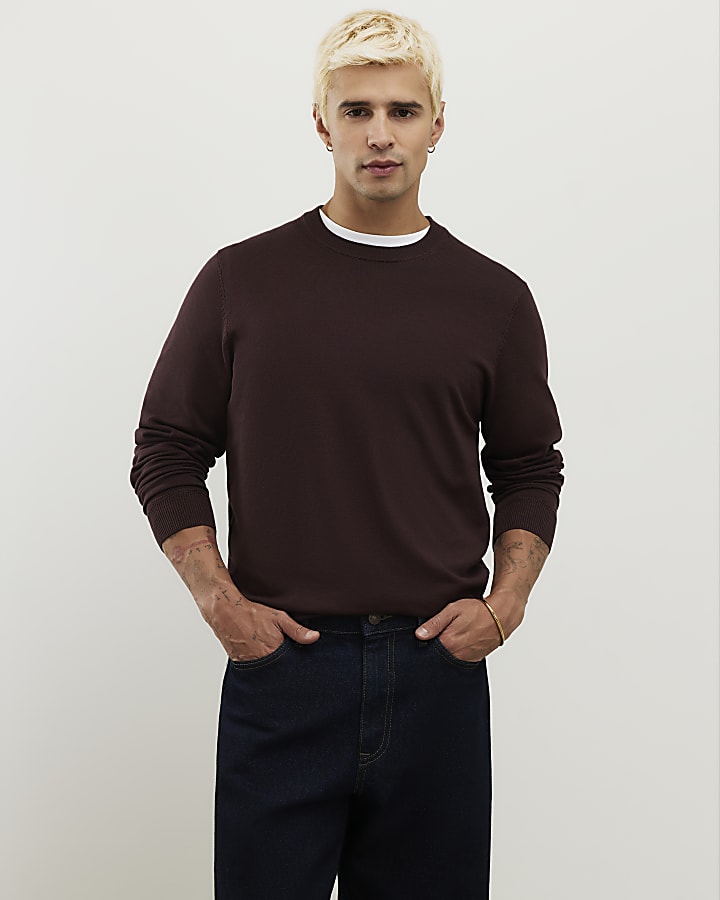 Brown Slim Fit Jumper