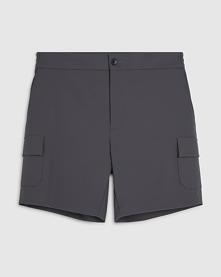 Grey Skinny Fit Cargo Shorts