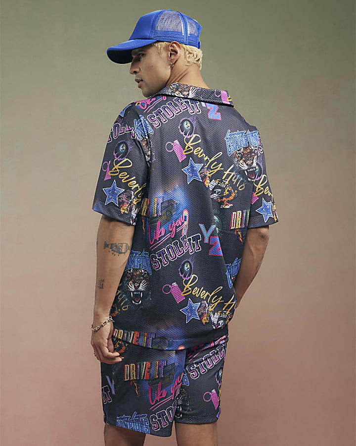 Black Year Zero Regular Fit Mesh Shirt