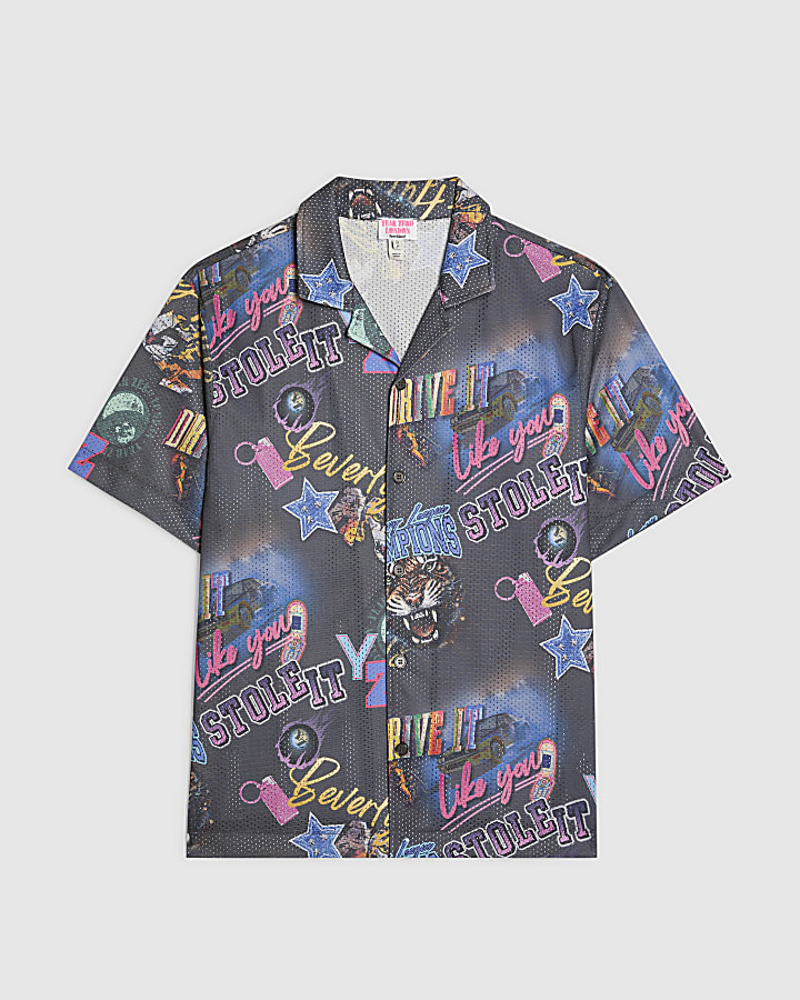 Black Year Zero Regular Fit Mesh Shirt