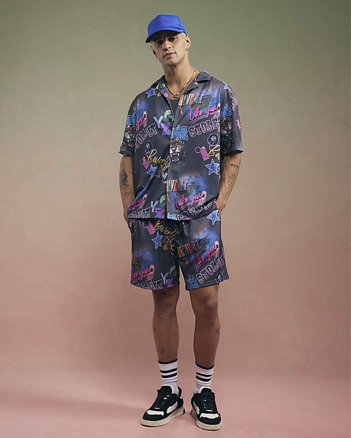 Black Year Zero Regular Fit Mesh Shirt