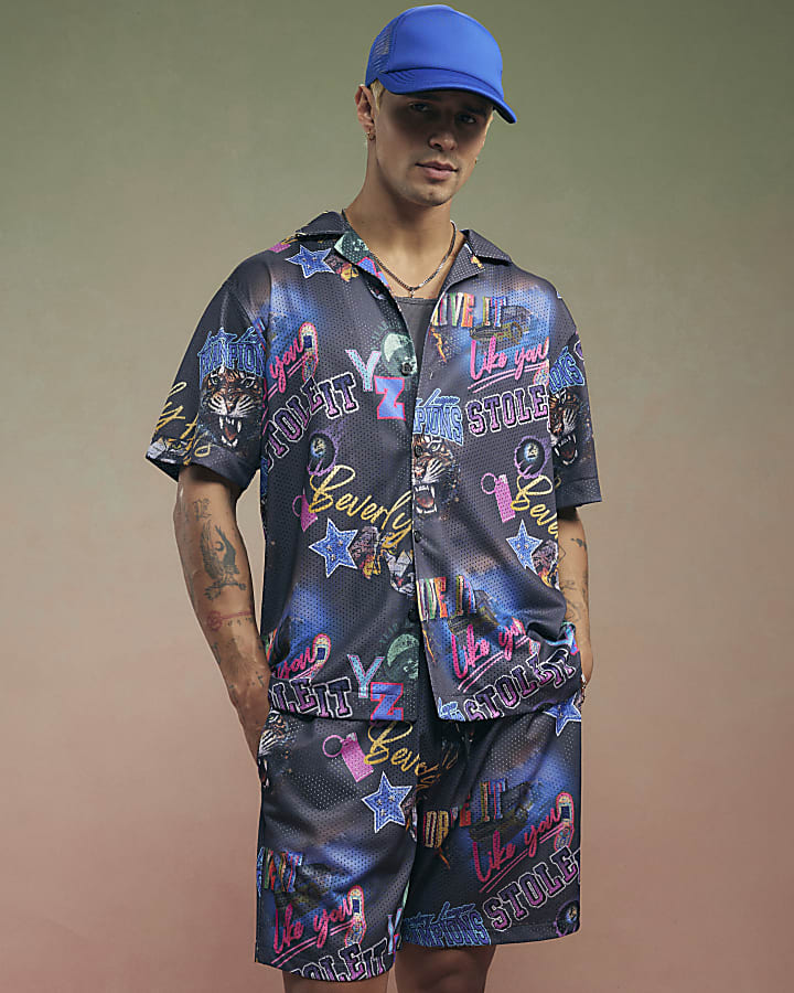 Black Year Zero Regular Fit Mesh Shirt