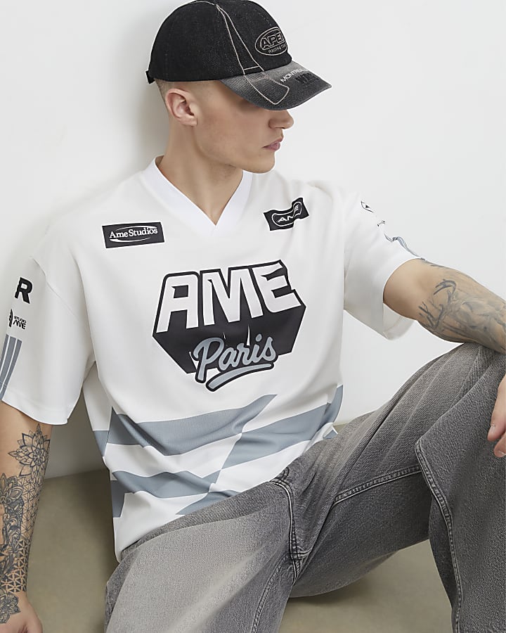 White Oversized Fit Ame Paris T-Shirt