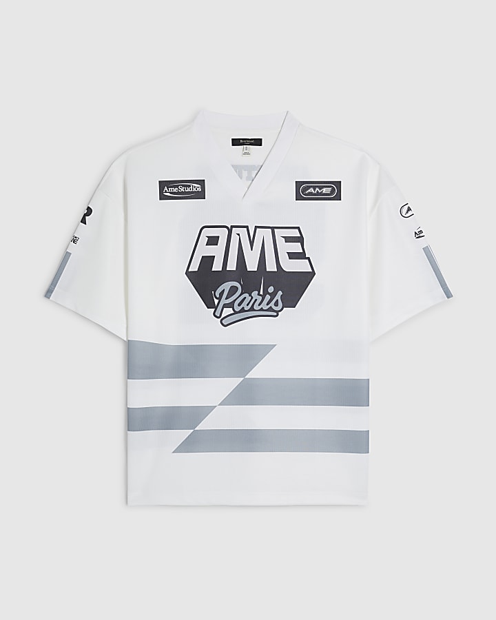 White Oversized Fit Ame Paris T-Shirt