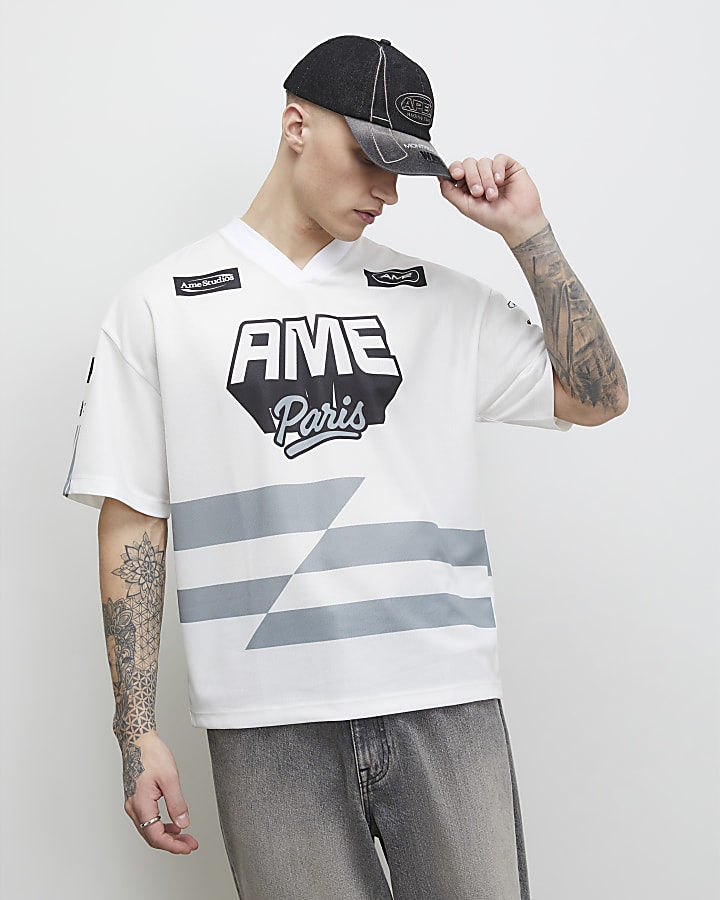 White Oversized Fit Ame Paris T-Shirt