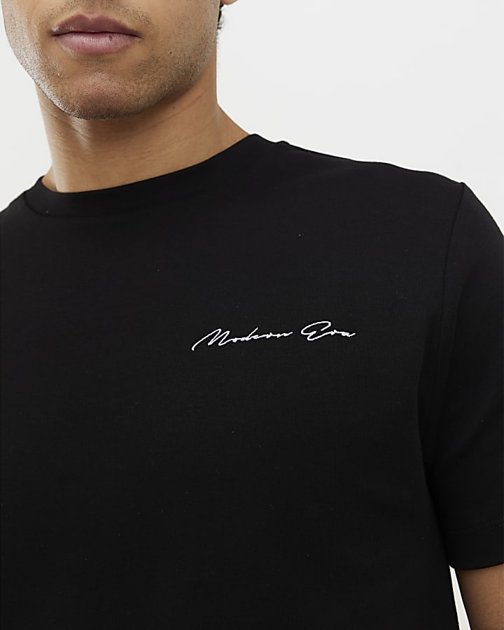 Black Slim Fit Modern Era Graphic T-shirt