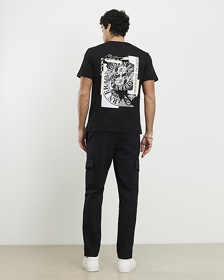 Black Slim Fit Modern Era Graphic T-shirt