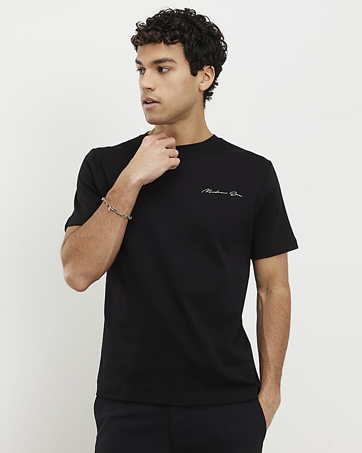 Black Slim Fit Modern Era Graphic T-shirt