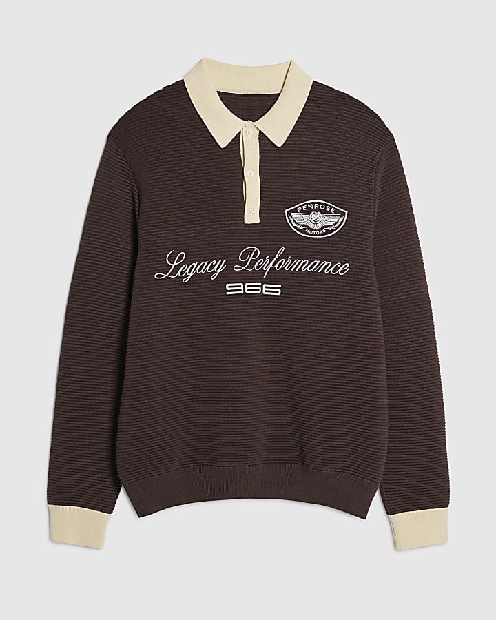 Brown Regular Fit Penrose Ottoman Jumper