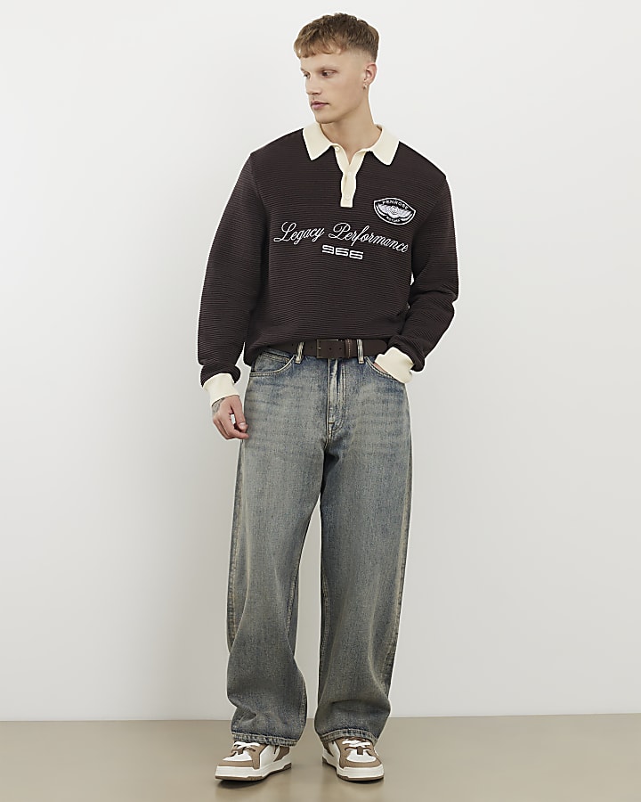 Brown Regular Fit Penrose Ottoman Jumper