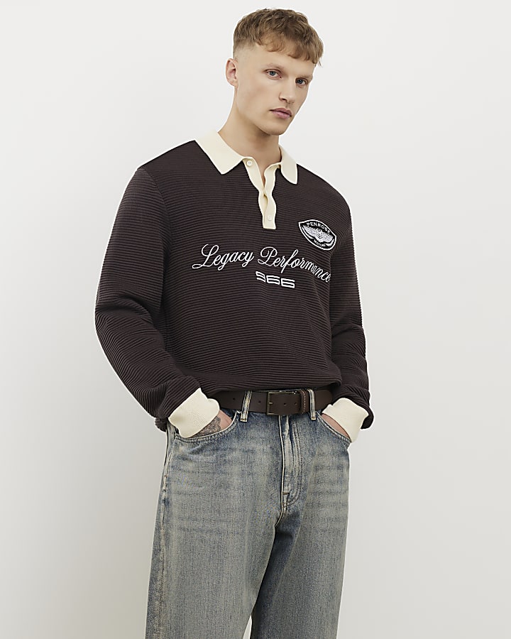 Brown Regular Fit Penrose Ottoman Jumper