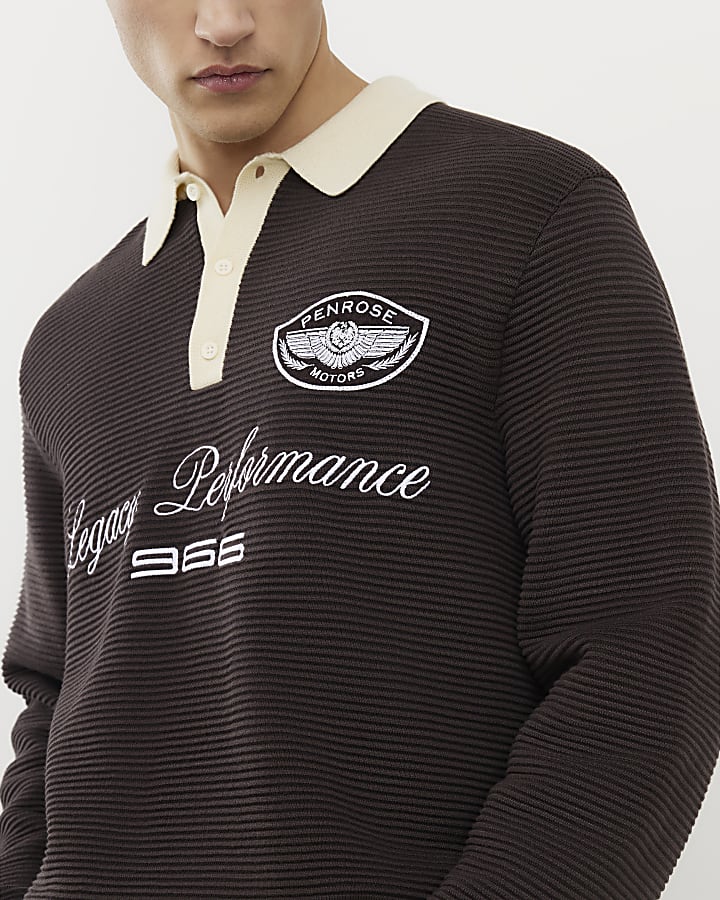 Brown Regular Fit Penrose Ottoman Jumper