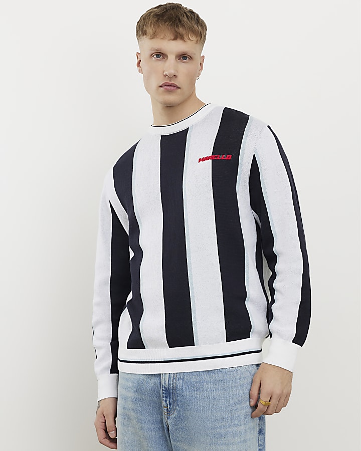 Blue Regular Fit Marello 76 Stripe Jumper