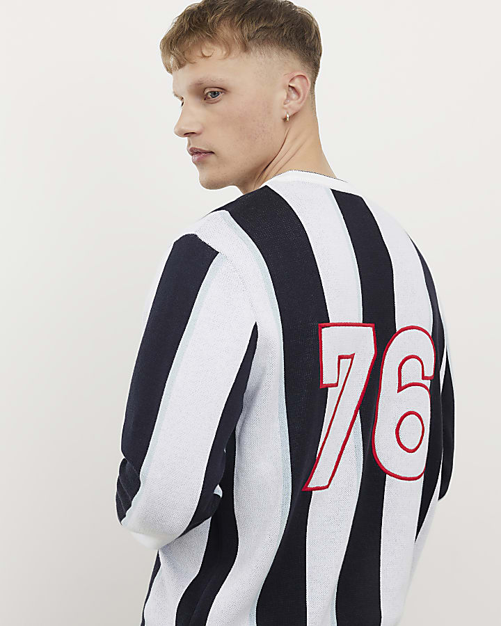 Blue Regular Fit Marello 76 Stripe Jumper