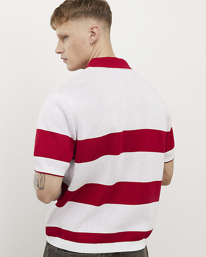 Red Slim Fit Marello Stripe Polo Shirt
