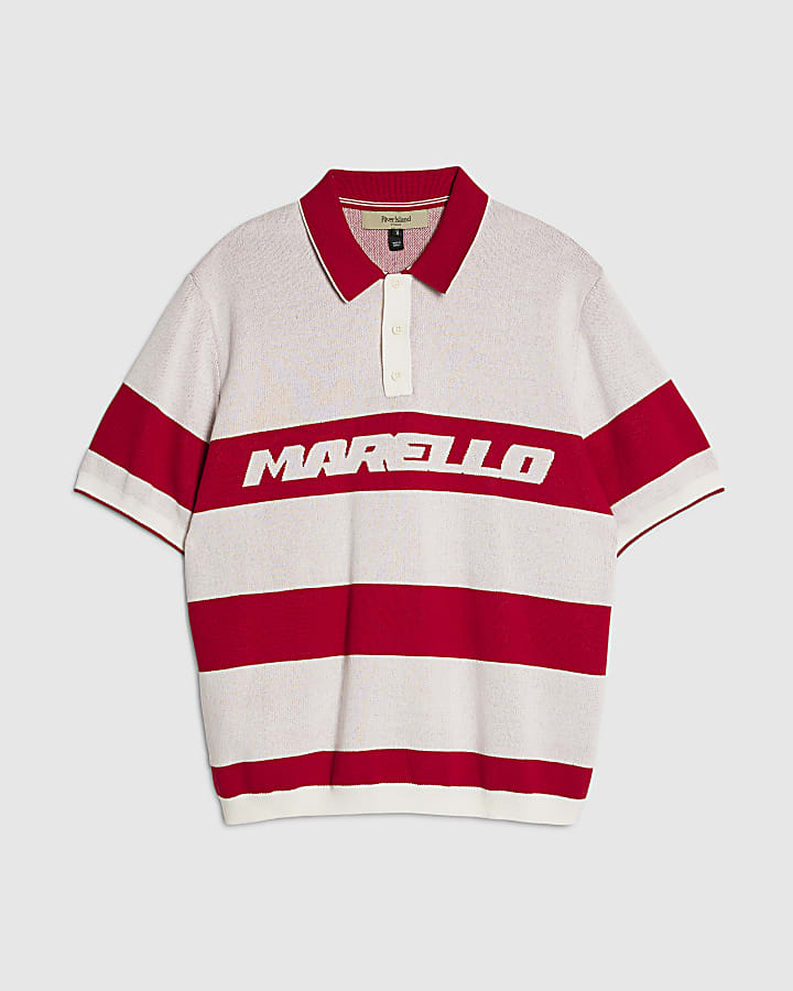 Red Slim Fit Marello Stripe Polo Shirt