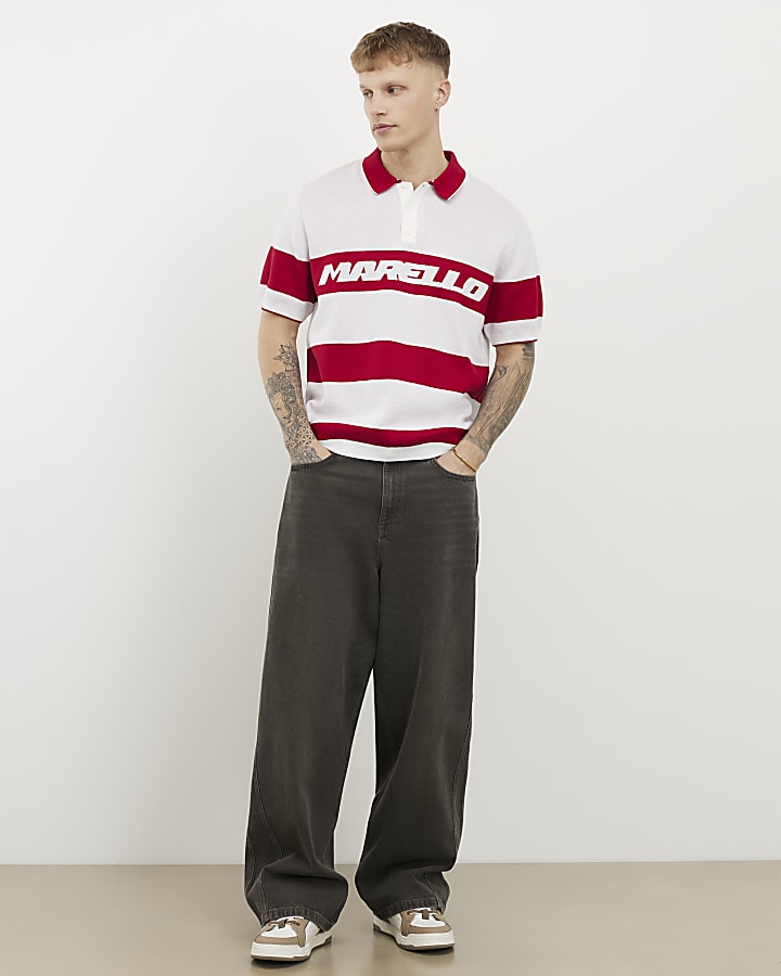 Red Slim Fit Marello Stripe Polo Shirt