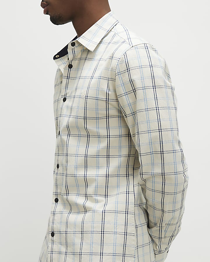 Cream Slim Fit Check Shirt