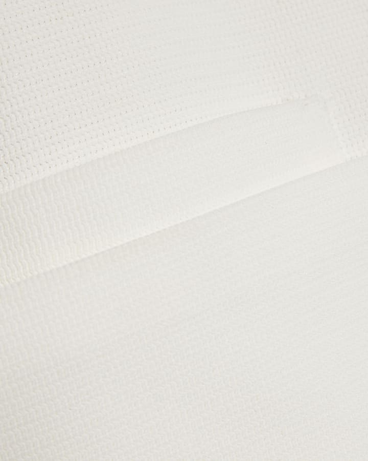 Cream Slim Fit Textured Overshirt