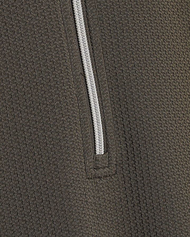 Khaki Slim Fit Textured Polo Shirt