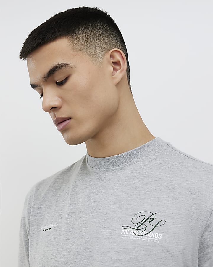 Grey Regular FIt Palais Studios T-Shirt