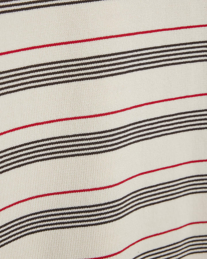 Beige Knitted Stripe T-Shirt