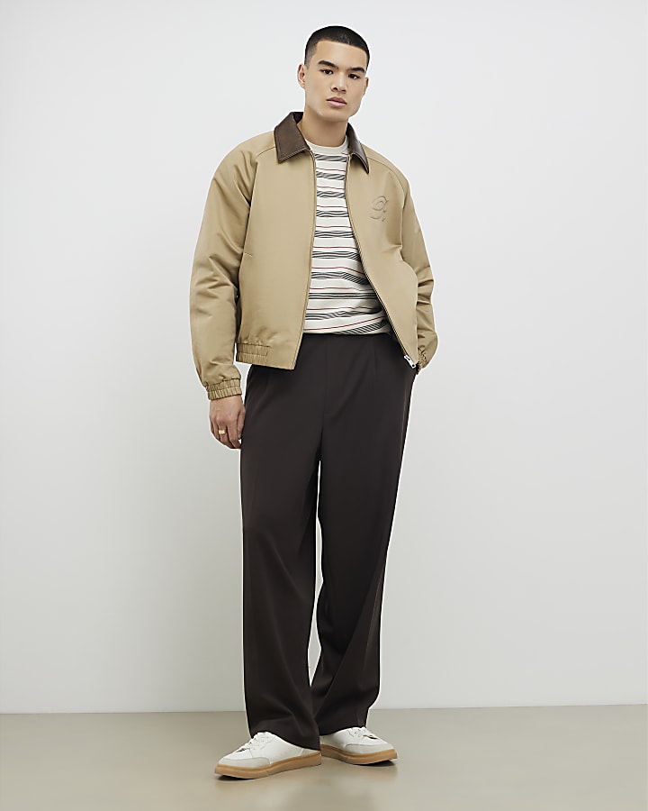 Beige Knitted Stripe T-Shirt