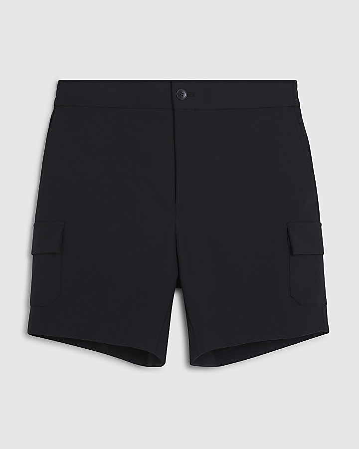 Black Skinny Fit Cargo Shorts
