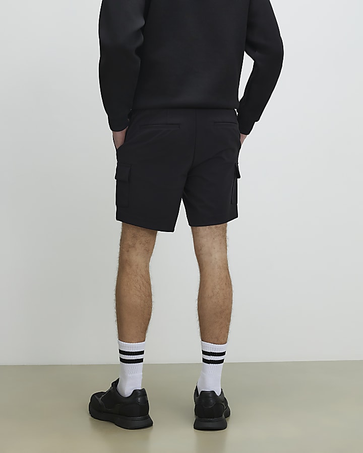 Black Skinny Fit Cargo Shorts