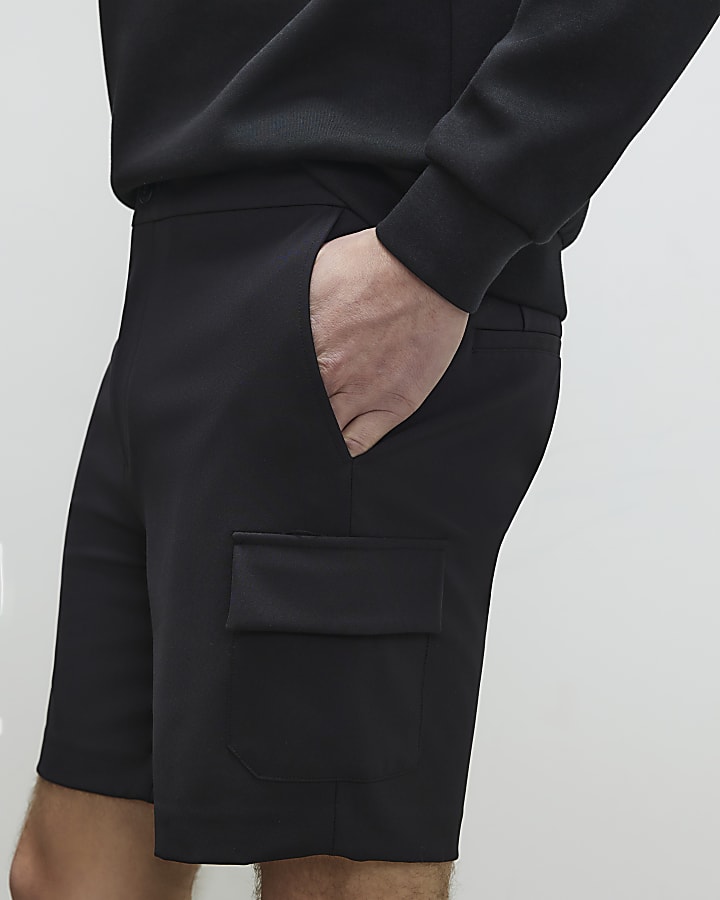Black Skinny Fit Cargo Shorts