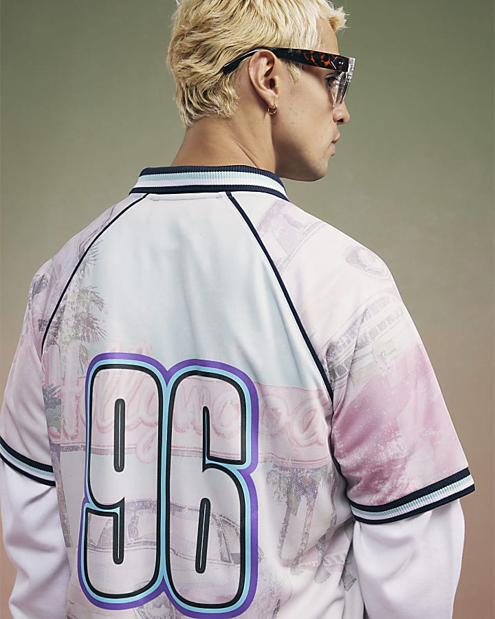 Pink Year Zero Oversized Graphic Football Top