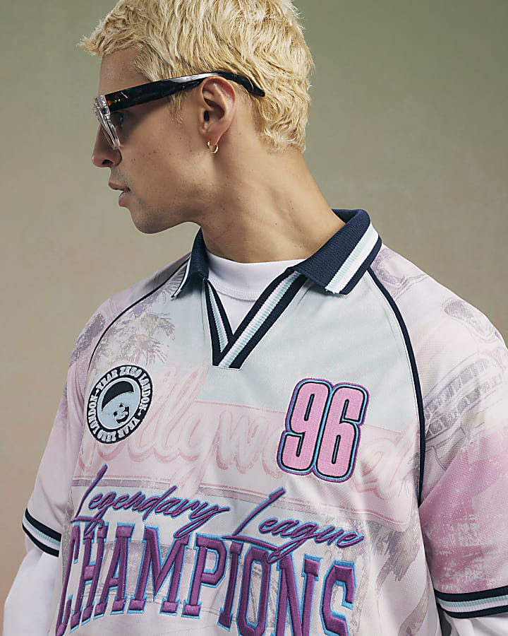 Pink Year Zero Oversized Graphic Football Top