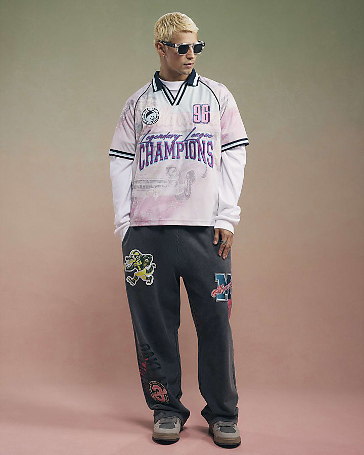 Pink Year Zero Oversized Graphic Football Top