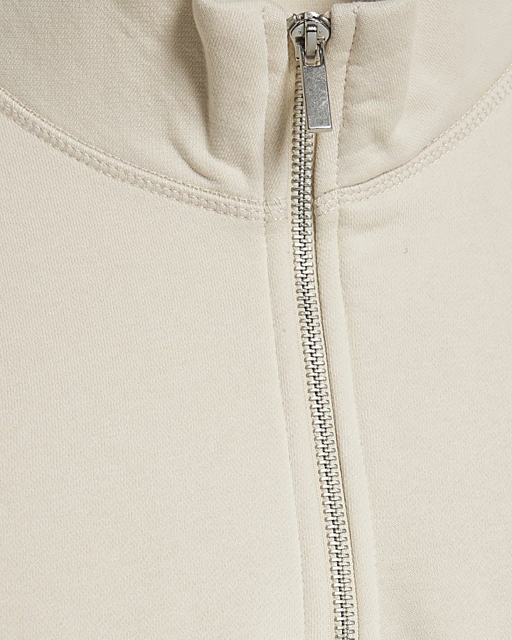 Cream Regular Fit Funnel Neck Sweatshirt